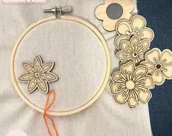 Conjunto de 5 Porta-Agulhas de Flores em SVG (ARQUIVO DIGITAL) | Arquivo de Corte para Corte a Laser