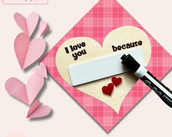 Placa "Eu te amo porque..." em SVG | Arquivo para corte a laser, quadro de recados (arquivo digital)