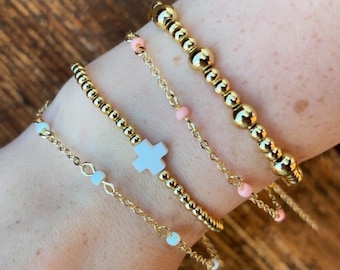 18k gold filled bracelet stack