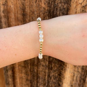 18k gold filled pearl beaded bracelet