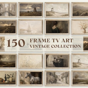 Vintage Frame TV Art Set Mega Bundle, French Country Decor, Neutral Vintage Oil Paintings