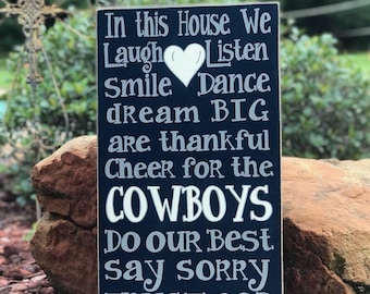 In This House We...Cheer for the COWBOYS Inspirational Sign 12" x 24" SignsbyDenise