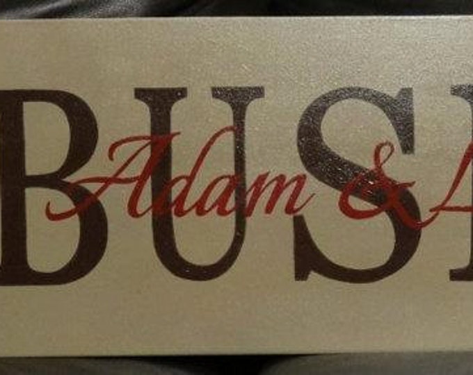 Wedding Sign, Family Name Sign with Year Est., Names & Damask Pattern - 36" x 10" SignsbyDenise