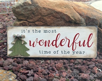 Ready-to-Ship "It's the most Wonderful time of the year" Christmas Sign - 24" x 8-1/2" SignsbyDenise