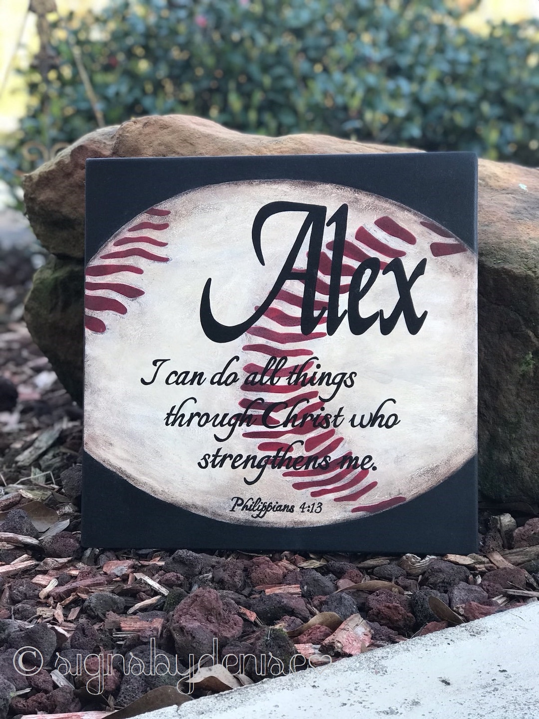 Personalized Sport Baseball Sign With Name & Scripture (phil. 4:13 ...
