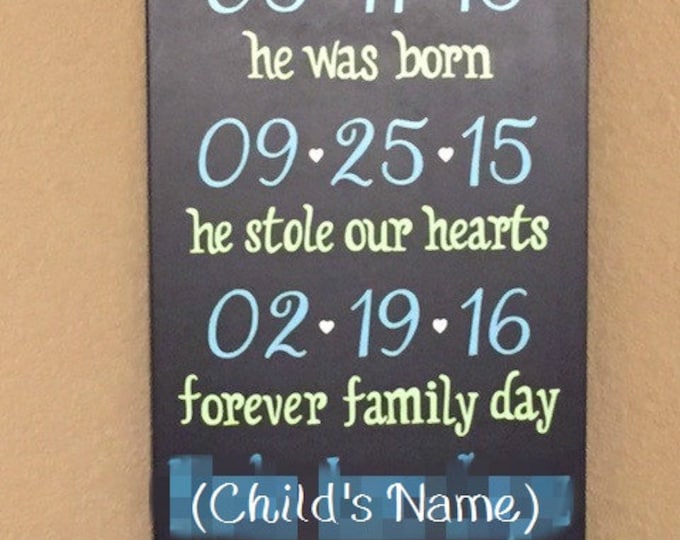 Adoption Sign, Forever Family Day Personalized with Name & Dates, Adoption Day Sign - 16" x 24" SignsbyDenise