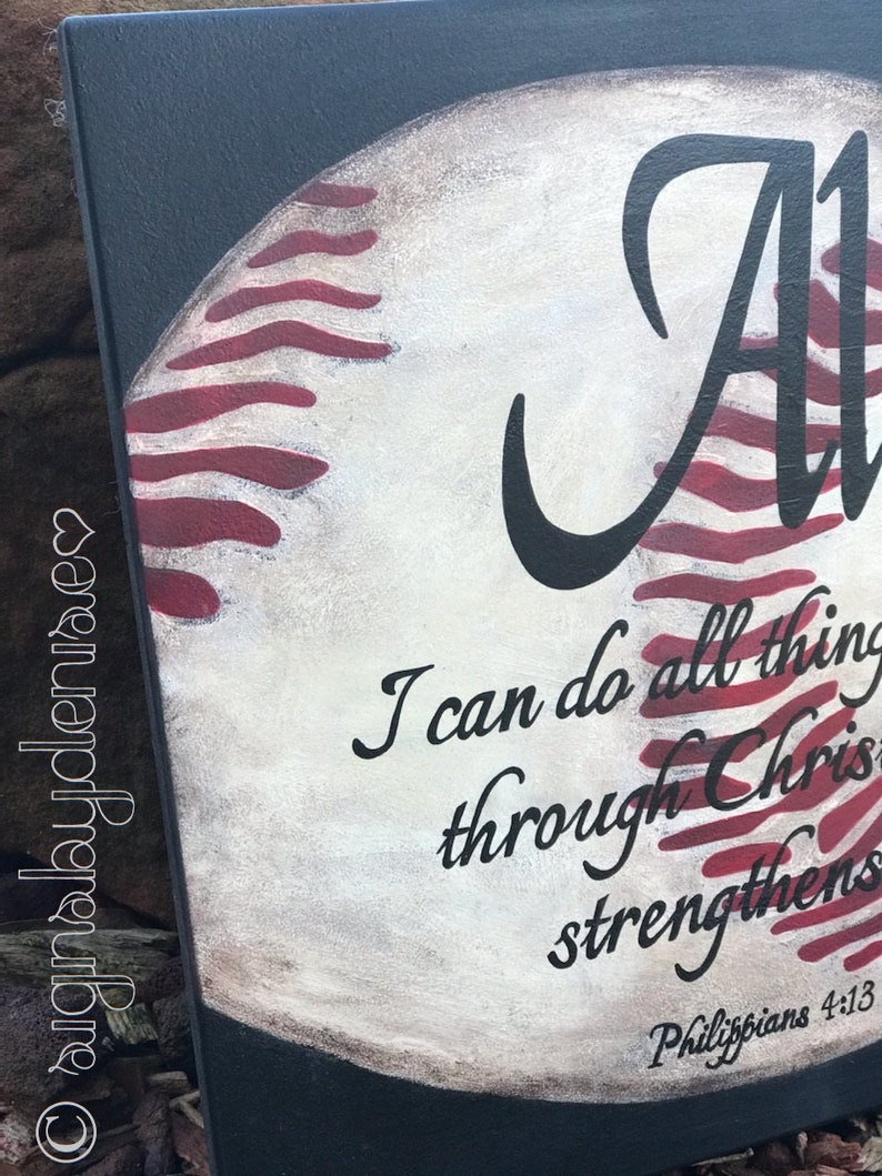 Personalized Sport Baseball Sign With Name & Scripture phil. 413 14 X