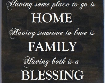 HOME FAMILY BLESSING, Family Sign, Home Sign, Inspirational Sign 14" x 14" SignsbyDenise
