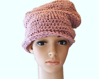 Knit Beanie, Chunky Slouch Hat, Slouchy Cap, Slouch Hat, Pink Womens Hat, Baggy Slouch Cap, Pink Winter Hat, Beehive Hat, Oversized Hat