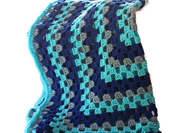 Crochet Baby Afghan Blue Blanket Blue Afghan Granny Square Etsy