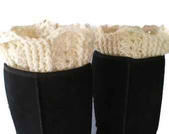 Boot Cuffs, Crochet Boot Toppers, Womens Leg Cuffs, Winter Trend, Boot Socks, White Boot Cuffs, Plus Size Boot Cuffs, XL Boot Toppers