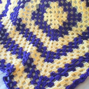 Crib Afghan, Crochet Baby Afghan, Purple Blanket, Crochet Granny Afghan, Purple Baby Blanket, Yellow Afghan, Granny Square Afghan, Af image 4