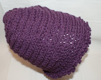 Womens Beanie, Womens Purple Slouch Hat, Slouch Cap, Crochet Sock Cap, Knit Winter hat, Dread Cap, Trendy Hat, Purple Beanie