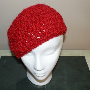 Ladies Red Beret, Womens Winter Beanie, Autumn Fashion Hat, Valentine Hat, Crochet Beanie, Womens Tam, Womens Beanie, Winter beanie image 3