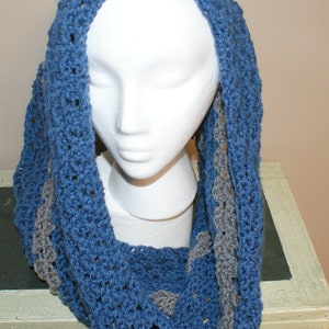 Women's Cowl, Blue Crochet Cowl, Blue Infinity Scarf, Winter Neckwarmer, Blue Crochet Capelet, Cowl Neck Scarf, Winter Fashion Scarf image 5