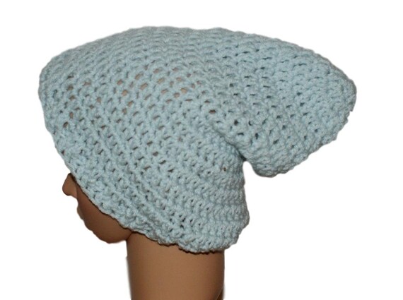 Women\'s Crochet Knitted Style Beanie Slouchy Hat Light Blue Women\ main image 3