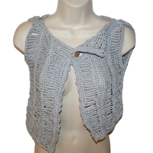 Womens Vest, Gray Vest, Cotton Vest, Crochet Vest, Sleeveless Shrug, Womens Bolero, Lacy Bolero, Plus Size Bolero, Plus Size Vest, Gold Vest
