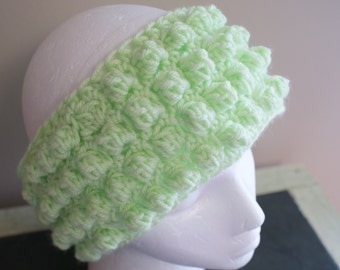 Breites grünes Stirnband, klobiges Stirnband, Damen Ohrwärmer, strukturiertes Stirnband, gehäkeltes Ski-Haarband, Ski-Stirnband, mintgrünes Stirnband