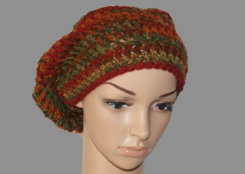 Womens Slouch Hat, Mens Slouchy Beanie, Crochet Sock Cap, Knit Winter hat, Dread Cap, Slouch Cap, Rasta Hat, Winter Fashion image 5