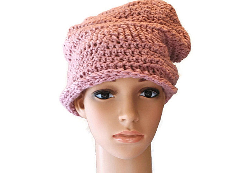 Knit Beanie, Chunky Slouch Hat, Slouchy Cap, Slouch Hat, Pink Womens Hat, Baggy Slouch Cap, Pink Winter Hat, Beehive Hat, Oversized Hat image 2
