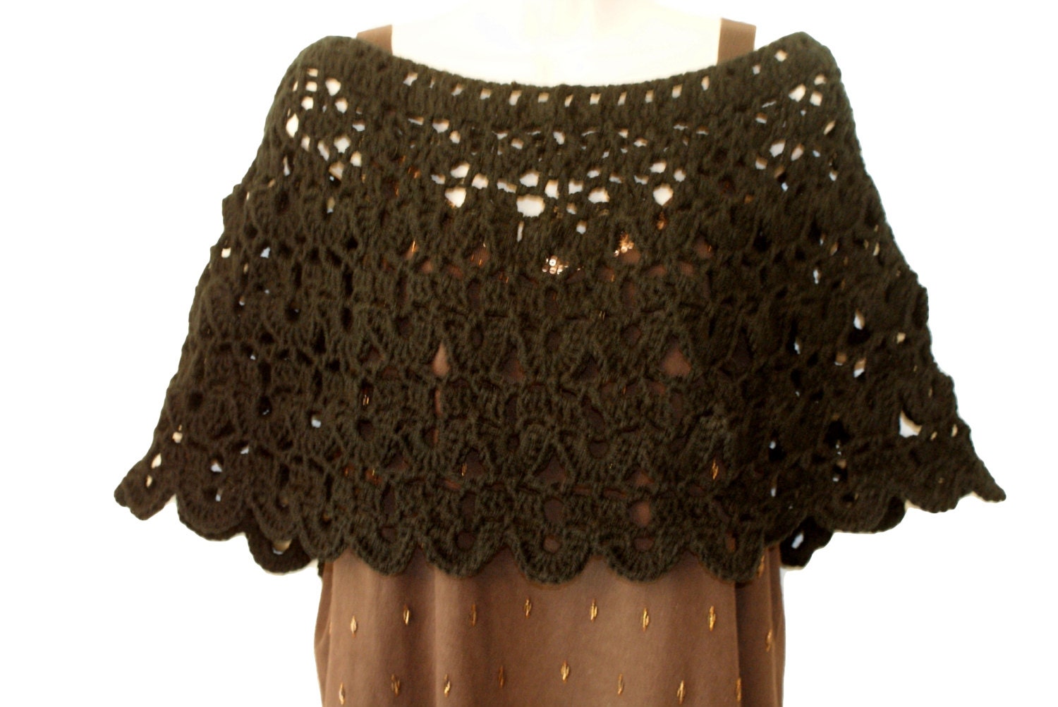 Gehaakte Capelet, lenteponcho, damessjaal, gehaakte sjaal, damesponcho, zwarte poncho, zwarte sjaal, schouderwarmer, zwarte cape