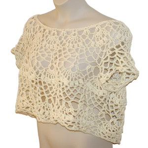 Ivory Top, Elegant Blouse, Formal Top, Dressy Top, Cotton Summer Top, Size Small to 3X, Plus Size Crochet, Wedding Clothes, White Top