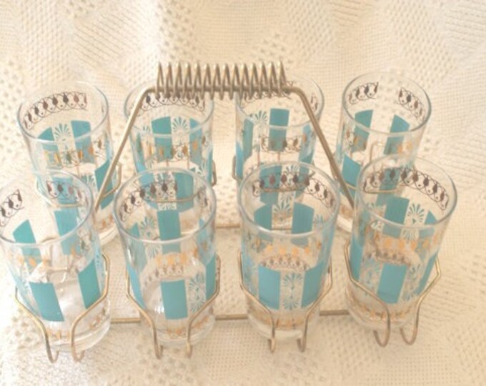 Vintage Glass Caddy Glasses and Caddy Etsy