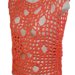 coral crochet tee blouse 100% Cotton • L /XL