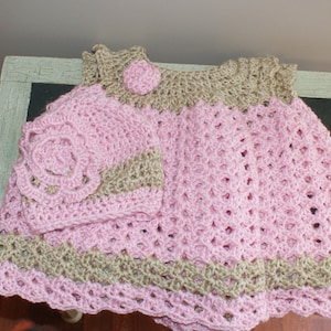 Crochet Baby Dress, Christening Dress,Newborn Clothes, Baby Girl Clothing, Pink Baby Dress, Pink Easter Dress, Summer Baby Dress image 5