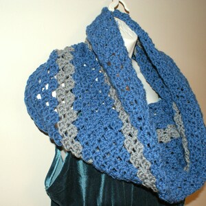 Women's Cowl, Blue Crochet Cowl, Blue Infinity Scarf, Winter Neckwarmer, Blue Crochet Capelet, Cowl Neck Scarf, Winter Fashion Scarf image 3