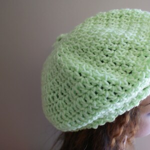 Green Crochet Hat, Womens Beret, Spring Tam, Spring Fashion Hat, Summer Hat, Crochet Beret, Beanie, Lime Green Beanie, Womens Hat