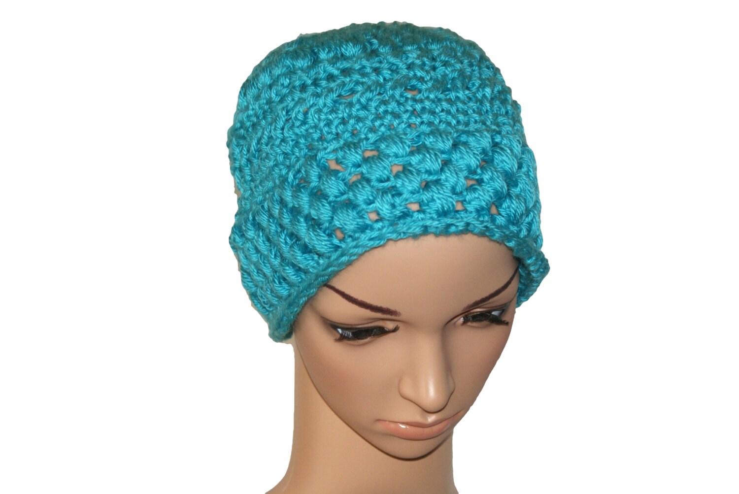 Blue Crochet Slouch Hat Chunky Knit Hat Adult Hat Womens Etsy