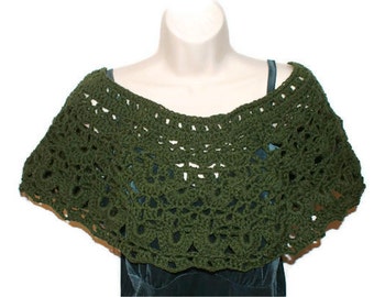 Häkeln Cape, Grünen Umhang, Herbst Mode Wrap, Grüner Umhang, Frau Poncho, Frühling Cape, Damen Schal, Häkeln Schal, Damen Schal