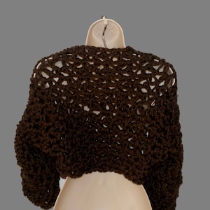 Brown Shrug, Long Sleeve Shrug, Chunky Shrug, Wool Shrug, Brown Bolero, Plus Size Shrug, Womens Plus Size, Shrugs Boleros, Thick Shrug
