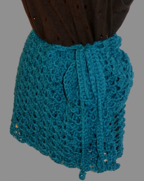 Cotton Skirt, Womens Sarong, Plus Size Skirt, Womans Beach Skirt, Teal Swim Cover Up, Mesh Tie Skirt, Summer Wrap Skirt, Pool Skirt