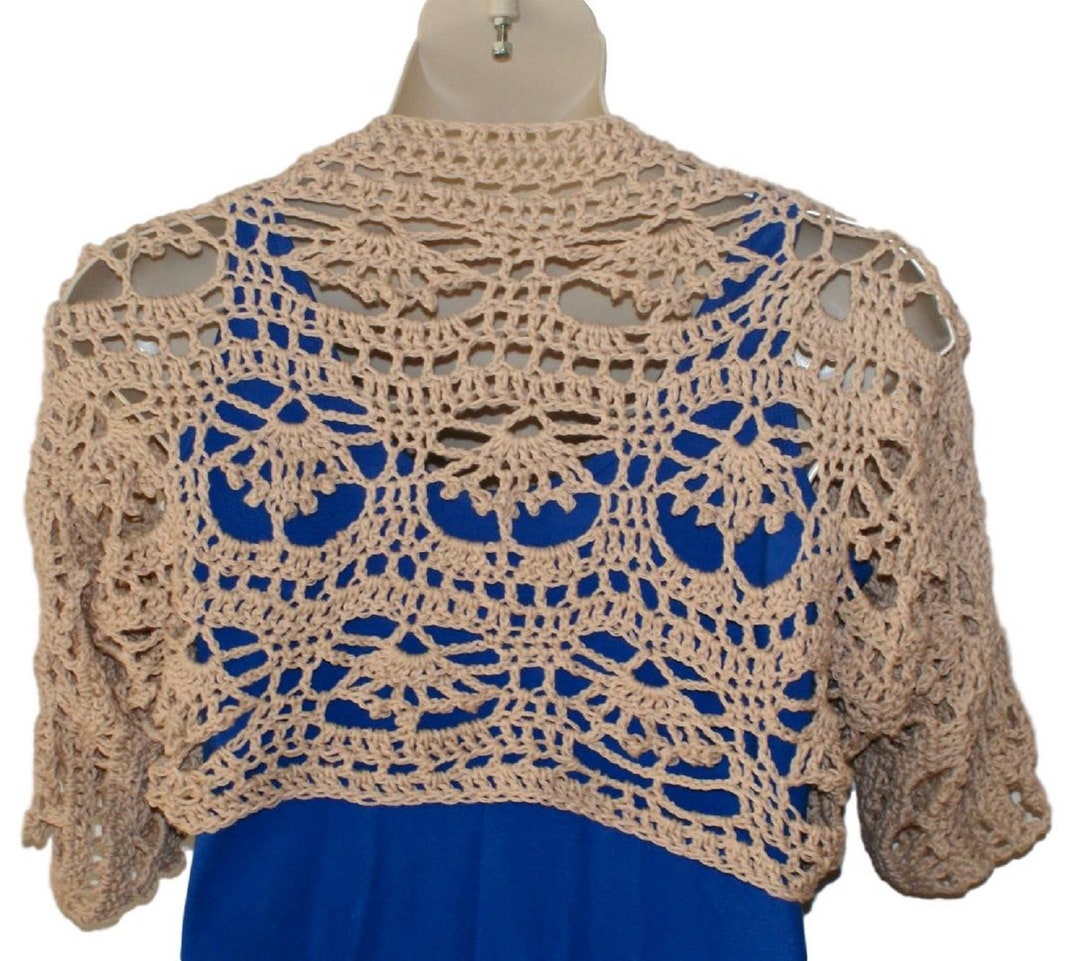 Beige Shrug, XL Bolero, Tan Shrug, Plus Size Shrug, Cotton Shrug