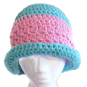 Winter Cloche Hat, Womens Crochet Hat, Rolled Brim Hat, Hip Fashion Hat, Trendy Winter Cloche, Blue Spring Hat, Winter Fashion Hat