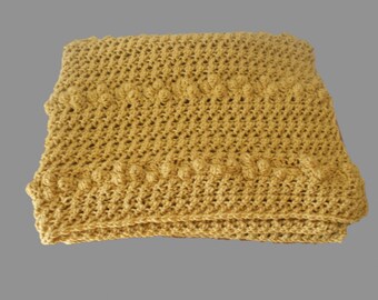 Handmade Crochet Baby Blanket, Sungold Afghan, Crib Blanket