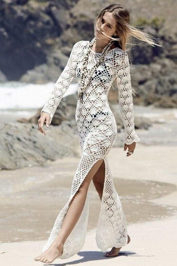 crochet white dress beach
