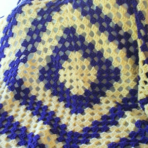 Crib Afghan, Crochet Baby Afghan, Purple Blanket, Crochet Granny Afghan, Purple Baby Blanket, Yellow Afghan, Granny Square Afghan, Af image 3