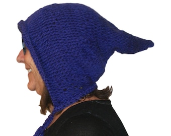 Crochet Purple Pixie Hood, Elven Cosplay Hat
