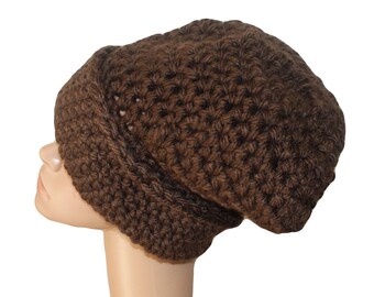 Chunky Slouch Hat, Brown Hat, Slouchy Cap, Chunky Knit Hat, Brown Womens Hat, Mens Brown Hat, Winter Hat, Dread Hat, Warm Winter Hat