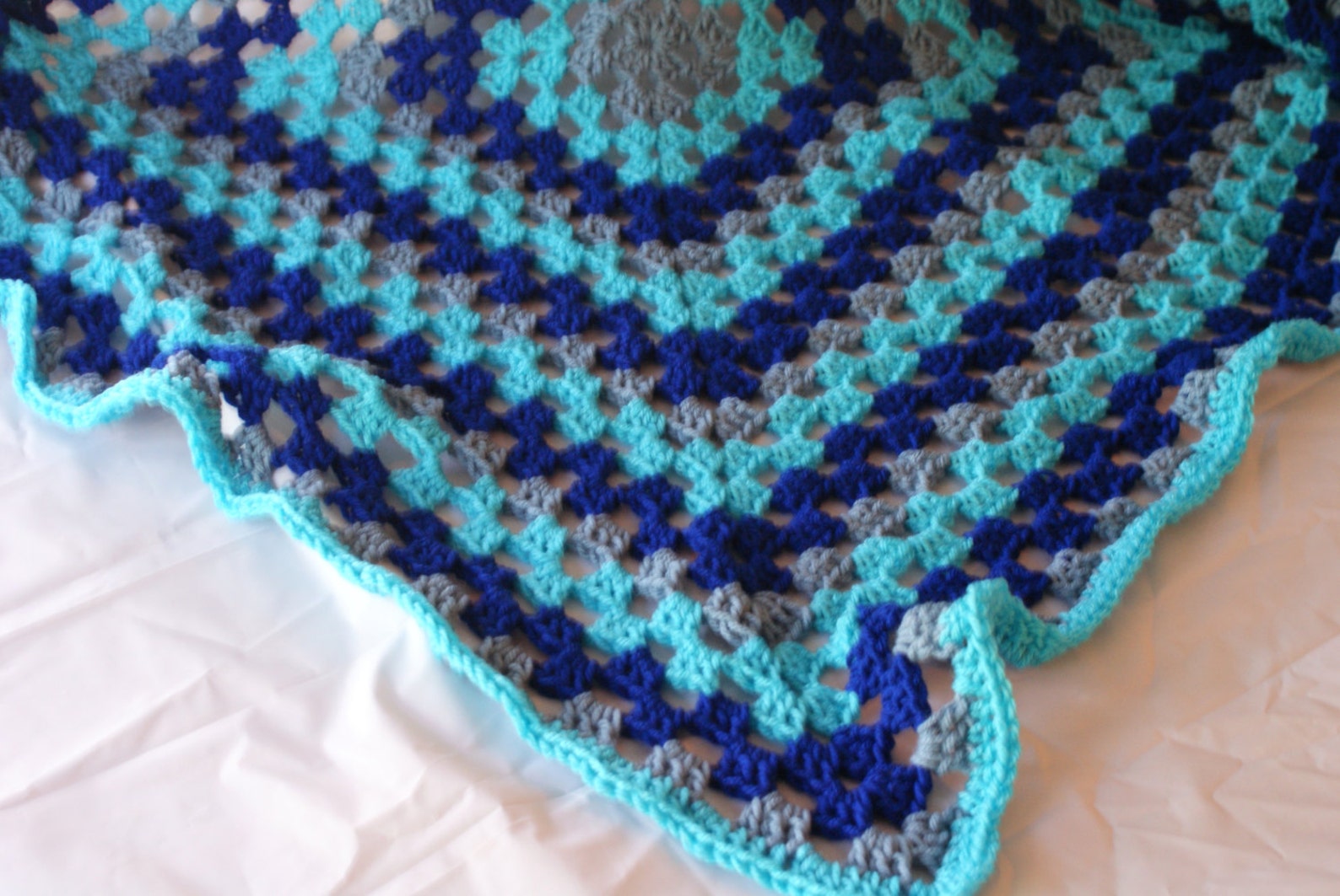 Crochet Baby Afghan Blue Blanket Blue Afghan Granny Square Etsy