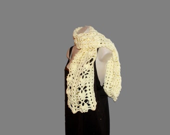 Crochet Scarf, Neckwarmer, Neck Scarf, Yellow Scarf, Tea Scarf, Womens Neck Wrap, Crochet Scarf, Fringe Scarf, Long Scarf, Winter Scarf