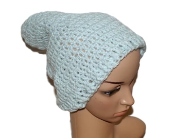 Knit Hat, Pale Blue Slouchy Hat, Woman Hats, Winter Hat, Winter Beanie, Crochet Hat, Beanie Hat, Mens Beanie, Mens Winter Hat, Slouch Beanie