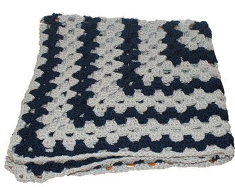 Gray Blanket, Blue Blanket, Navy Afghan, Baby Afghan, Baby Blanket Boy, Crochet Baby Blanket, Granny Square Afghan, Afghan Blanket, Pram