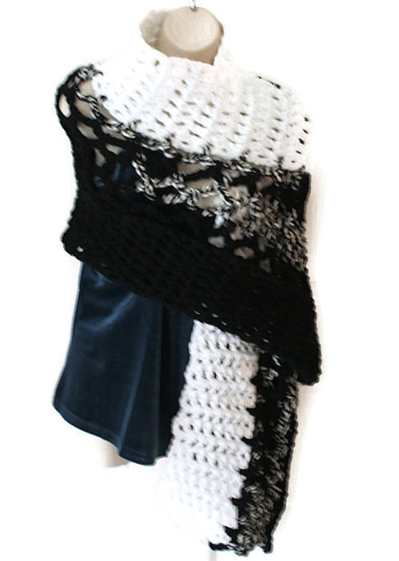 Womens Shawl, Shawl Wrap, Crochet Wrap, Elegant Shawl, Winter Wrap, Womens Wrap, Womens Stole, Chunky Shawl, Shoulder Shawl, Black Sha image 3