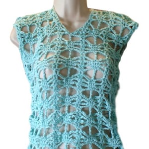 Turquoise Top, Elegant Blouse, Formal Top, Dressy Top, Cotton Summer Top, Size Small to 3X, Plus Size Crochet, Wedding Clothes, Aqua Top