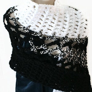 Womens Shawl, Shawl Wrap, Crochet Wrap, Elegant Shawl, Winter Wrap, Womens Wrap, Womens Stole, Chunky Shawl, Shoulder Shawl, Black Sha image 1