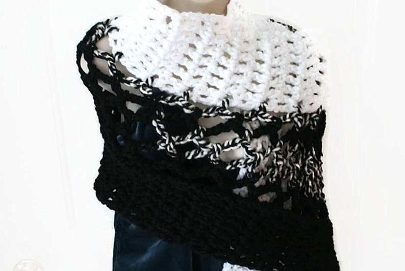 Womens Shawl, Shawl Wrap, Crochet Wrap, Elegant Shawl, Winter Wrap, Womens Wrap, Womens Stole, Chunky Shawl, Shoulder Shawl, Black Sha image 1